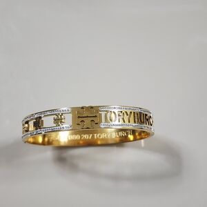 Tory Burch Gold and Silver Logo Bracelet